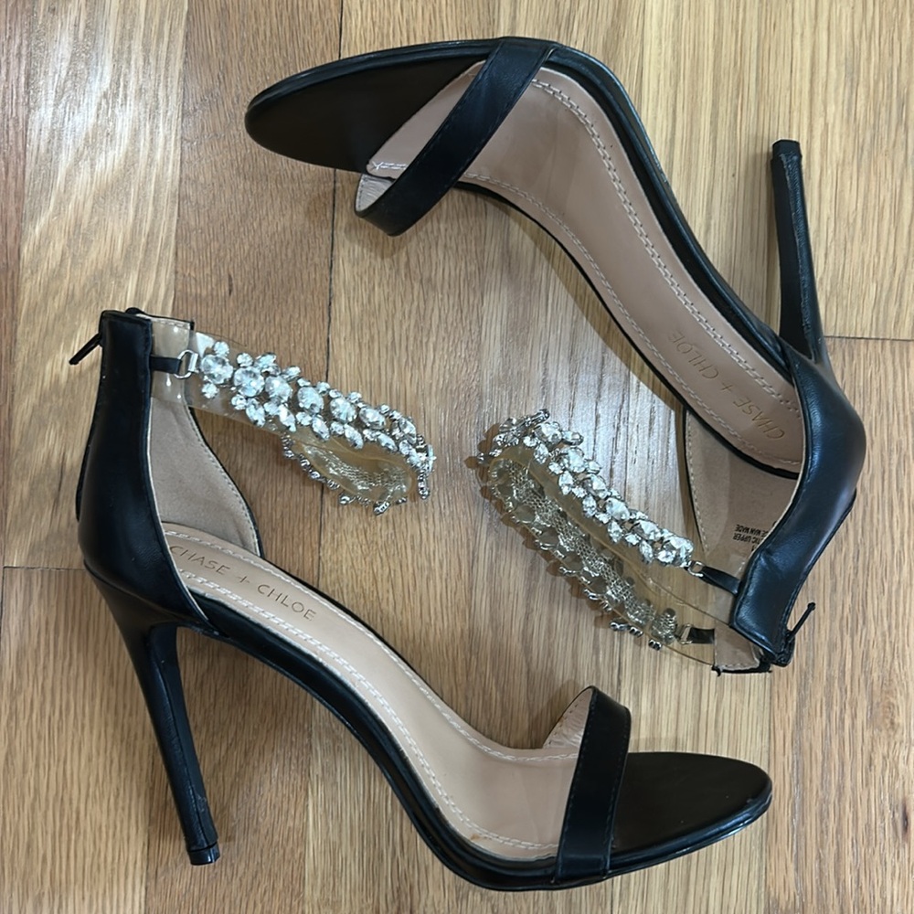 Chase + Chloe Black Heels with Crystal Accents size 9 - Picture 12 of 12